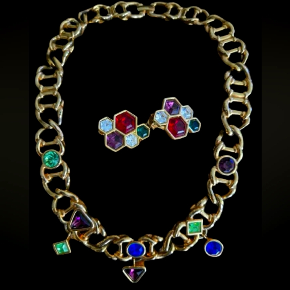 π£Vintage 90s Swarovski Swan Collection π 18K GPLinkπ Necklace Clip Earrings